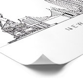 Minimalist New York City Skyline Line Art ポスター (角)