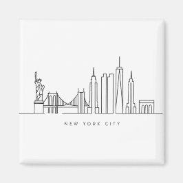 Minimalist New York City Skyline Line Art マグネット