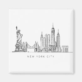 Minimalist New York City Skyline Line Art マグネット