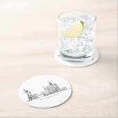 Minimalist New York City Skyline Line Art ラウンドペーパーコースター (インサイチュ)