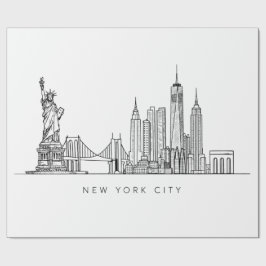 Minimalist New York City Skyline Line Art ラッピングペーパー