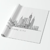 Minimalist New York City Skyline Line Art ラッピングペーパー (アンロールド)