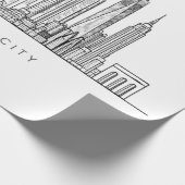 Minimalist New York City Skyline Line Art ラッピングペーパー (角)