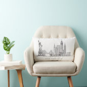 Minimalist New York City Skyline Line Art ランバークッション (椅子)