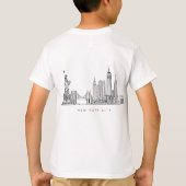 Minimalist New York City Skyline Line Art Tシャツ (裏面)