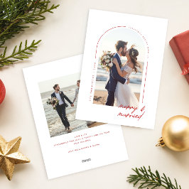 Minimalist Newlywed Beach Couple Photo Christmas シーズンカード