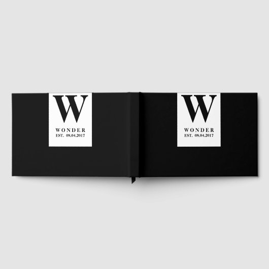 Minimalist Newlywed Logo | Black Wedding Monogram ゲストブック (全面)