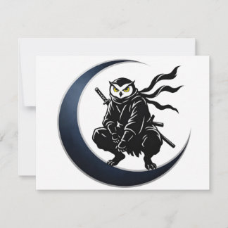 Minimalist Ninja Owl Post Card 招待状