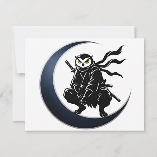 Minimalist Ninja Owl Post Card 招待状 (正面)