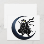 Minimalist Ninja Owl Post Card 招待状 (正面/裏面)