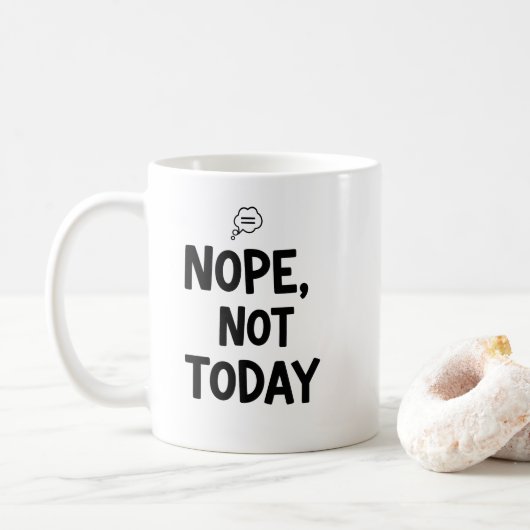 Minimalist Nope Not Today Thought Bubble コーヒーマグカップ (ドーナツ)