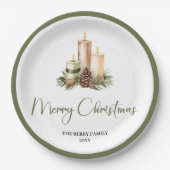 Minimalist Nordic Christmas Personalized Family  ペーパープレート (正面)