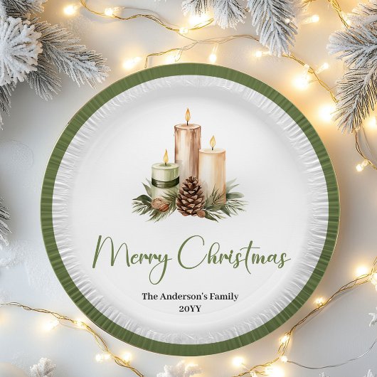 Minimalist Nordic Christmas Personalized Family  ペーパープレート