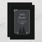 Minimalist Nordic Forest Daisy Wedding 招待状 (正面/裏面)