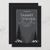 Minimalist Nordic Forest Silhouette Wedding 招待状 (正面/裏面)