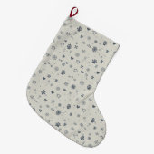 Minimalist Nordic Pet Stocking with Paw Prints ラージクリスマスストッキング (正面 (吊り時))