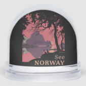 Minimalist Norway Sunset Poster - Mountain Fjord (正面)