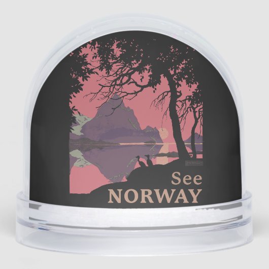 Minimalist Norway Sunset Poster - Mountain Fjord (正面)