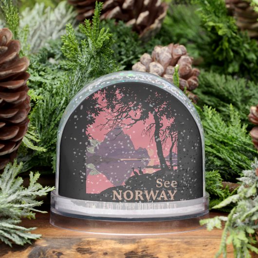 Minimalist Norway Sunset Poster - Mountain Fjord (冬)