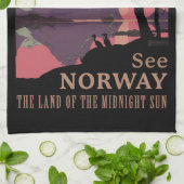 Minimalist Norway Sunset Poster - Mountain Fjord キッチンタオル (折り畳み)