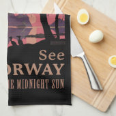 Minimalist Norway Sunset Poster - Mountain Fjord キッチンタオル (四つ折り)