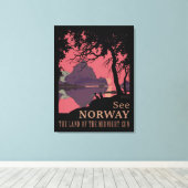 Minimalist Norway Sunset Poster - Mountain Fjord キャンバスプリント (インサイチュ (ウッドフロア))