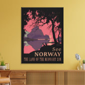Minimalist Norway Sunset Poster - Mountain Fjord キャンバスプリント (インサイチュ (リビング))