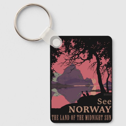 Minimalist Norway Sunset Poster - Mountain Fjord キーホルダー (正面)