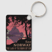 Minimalist Norway Sunset Poster - Mountain Fjord キーホルダー (裏面)