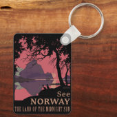 Minimalist Norway Sunset Poster - Mountain Fjord キーホルダー (裏面)