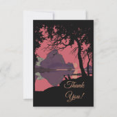 Minimalist Norway Sunset Poster - Mountain Fjord サンキューカード (正面)