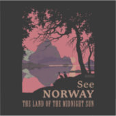 Minimalist Norway Sunset Poster - Mountain Fjord シール (正面)