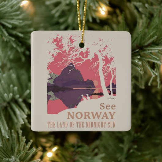 Minimalist Norway Sunset Poster - Mountain Fjord セラミックオーナメント (ツリー)