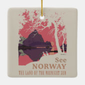Minimalist Norway Sunset Poster - Mountain Fjord セラミックオーナメント (裏面)