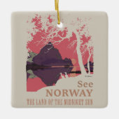 Minimalist Norway Sunset Poster - Mountain Fjord セラミックオーナメント (正面)