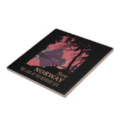 Minimalist Norway Sunset Poster - Mountain Fjord タイル (側面)