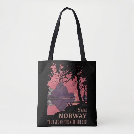 Minimalist Norway Sunset Poster - Mountain Fjord トートバッグ (正面)