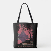 Minimalist Norway Sunset Poster - Mountain Fjord トートバッグ (裏面)