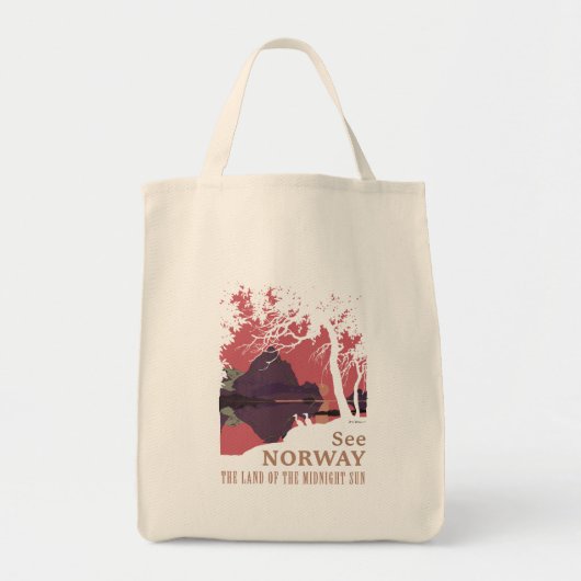 Minimalist Norway Sunset Poster - Mountain Fjord トートバッグ (正面)