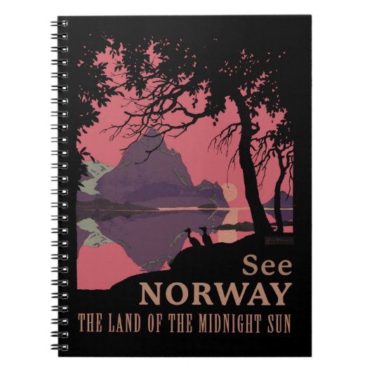 Minimalist Norway Sunset Poster - Mountain Fjord ノートブック (正面)