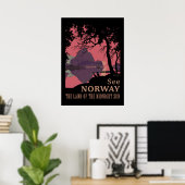 Minimalist Norway Sunset Poster - Mountain Fjord ポスター (ホームオフィス)