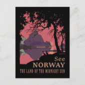 Minimalist Norway Sunset Poster - Mountain Fjord ポストカード (正面)