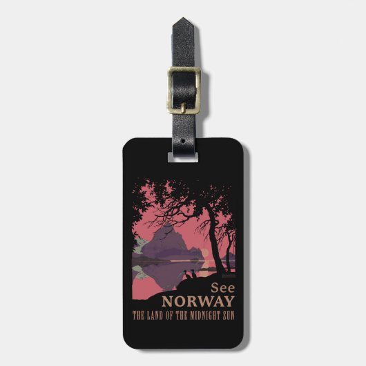 Minimalist Norway Sunset Poster - Mountain Fjord ラゲッジタグ (正面縦)