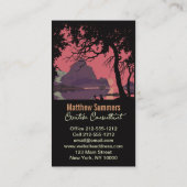 Minimalist Norway Sunset Poster - Mountain Fjord 名刺 (裏面)