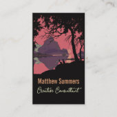 Minimalist Norway Sunset Poster - Mountain Fjord 名刺 (正面)