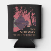 Minimalist Norway Sunset Poster - Mountain Fjord 缶クーラー (裏面)