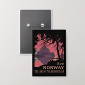 Minimalist Norway Sunset Poster - Mountain Fjord 缶バッジ (正面/裏面)