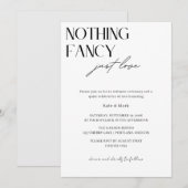 Minimalist Nothing Fancy Just Love Micro Wedding 招待状 (正面/裏面)