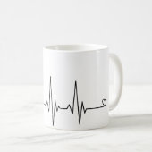 Minimalist Nurse Heartbeat Line Art Mug コーヒーマグカップ (正面右)