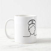Minimalist Nurse Heartbeat Line Art Mug コーヒーマグカップ (左)